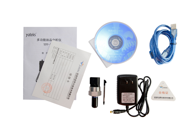多功能油品分析儀相關配件：說明書、保修卡等